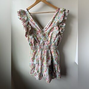 NWT ANTHROPOLOGIE Love the Label Ines Ruffle Floral Tiered Dress Mini Coquette M
